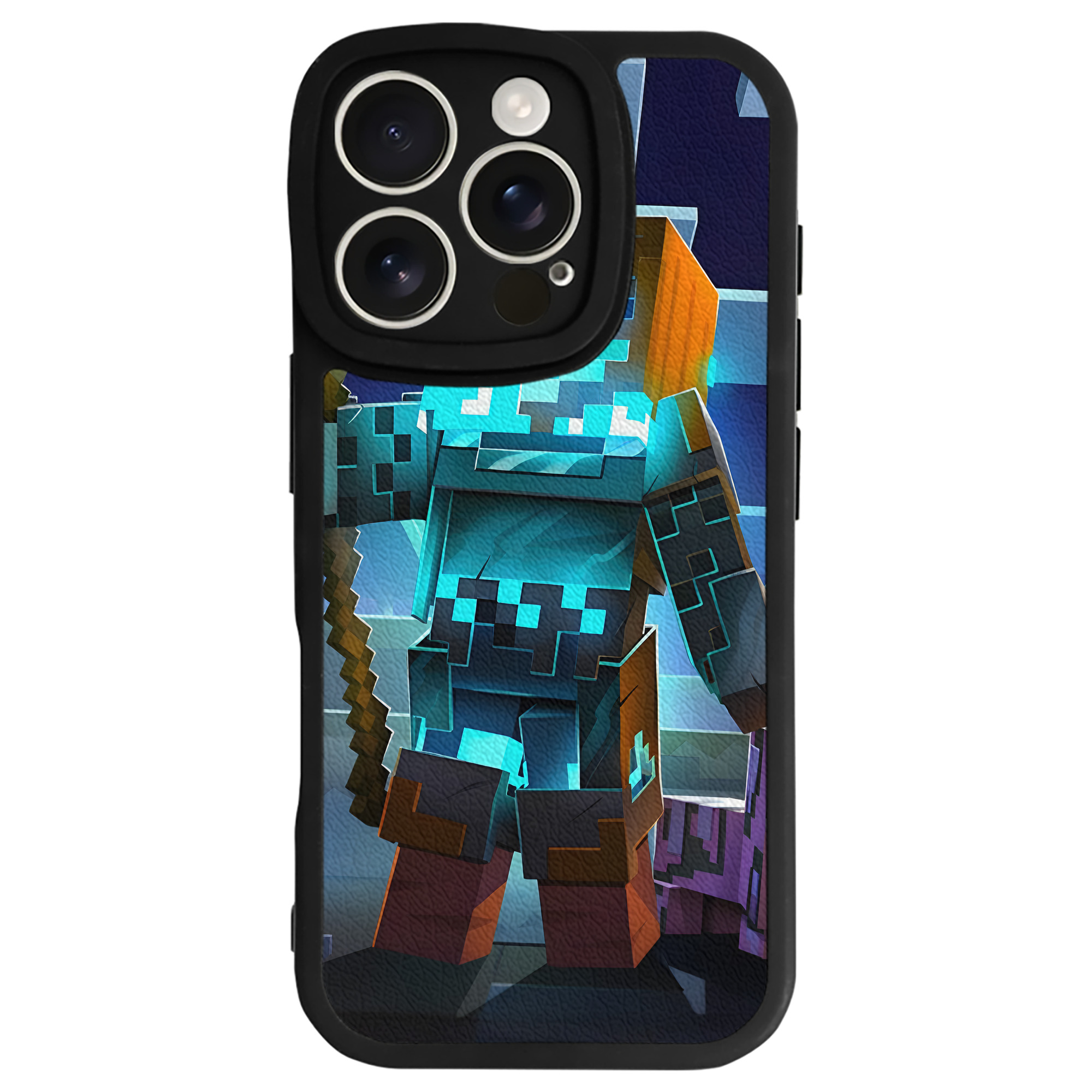 （画像用） マインクラフト ブロックの世界 Minecraft MC Block world 【iPhone 16シリーズ対応】シリコンスマホケース（レザー調） 材質：シリコン